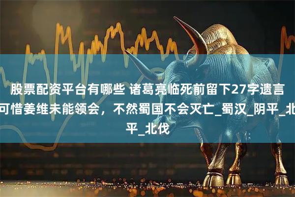 股票配资平台有哪些 诸葛亮临死前留下27字遗言，可惜姜维未能领会，不然蜀国不会灭亡_蜀汉_阴平_北伐